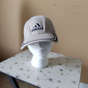Adidas Beige With Navy Blue White Logo Baseball Cap